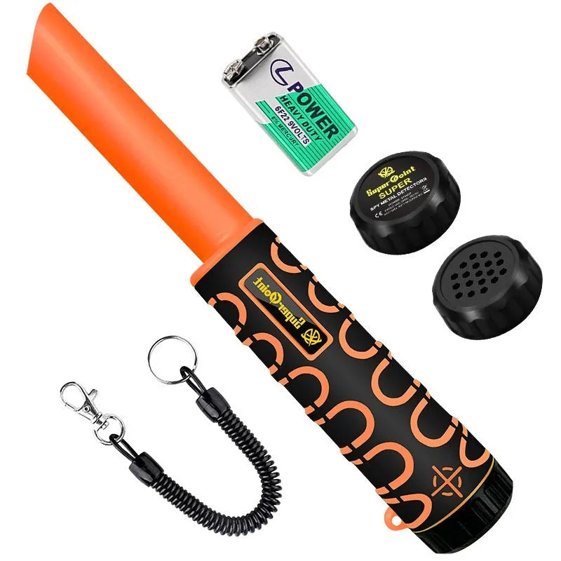 Fully waterproof outdoor treasure hunting metal detector with leather case and telescopic hanging wire