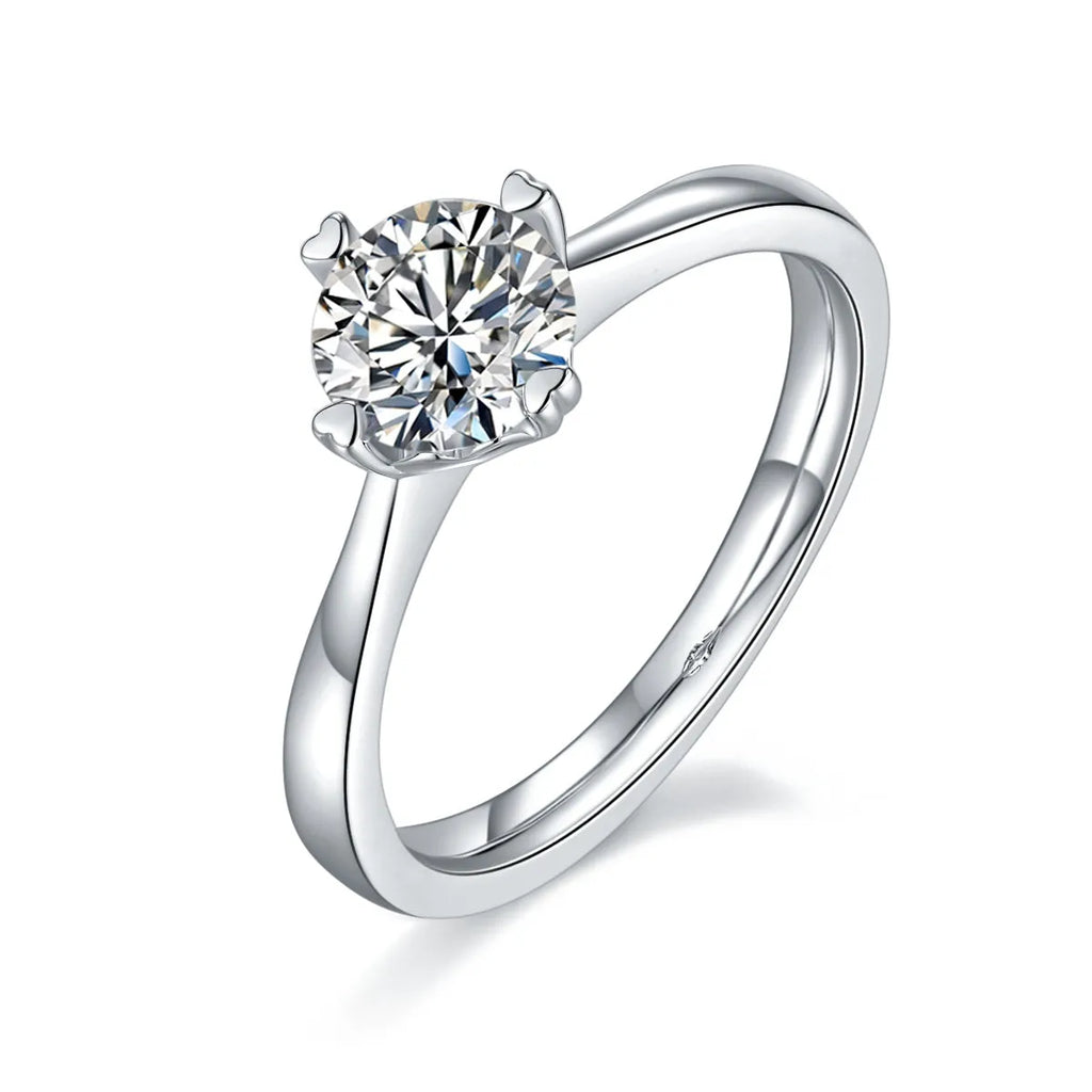 1-carat moissanite wedding ring set in S925 silver with platinum plate, gift box packaging, ring sizes 5-9