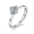 1-carat moissanite wedding ring set in S925 silver with platinum plate, gift box packaging, ring sizes 5-9