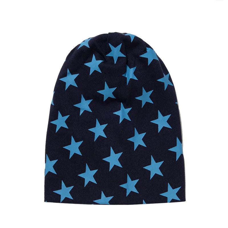 Little star pattern cotton infant hexagonal cap in blue, breathable winter hat for baby