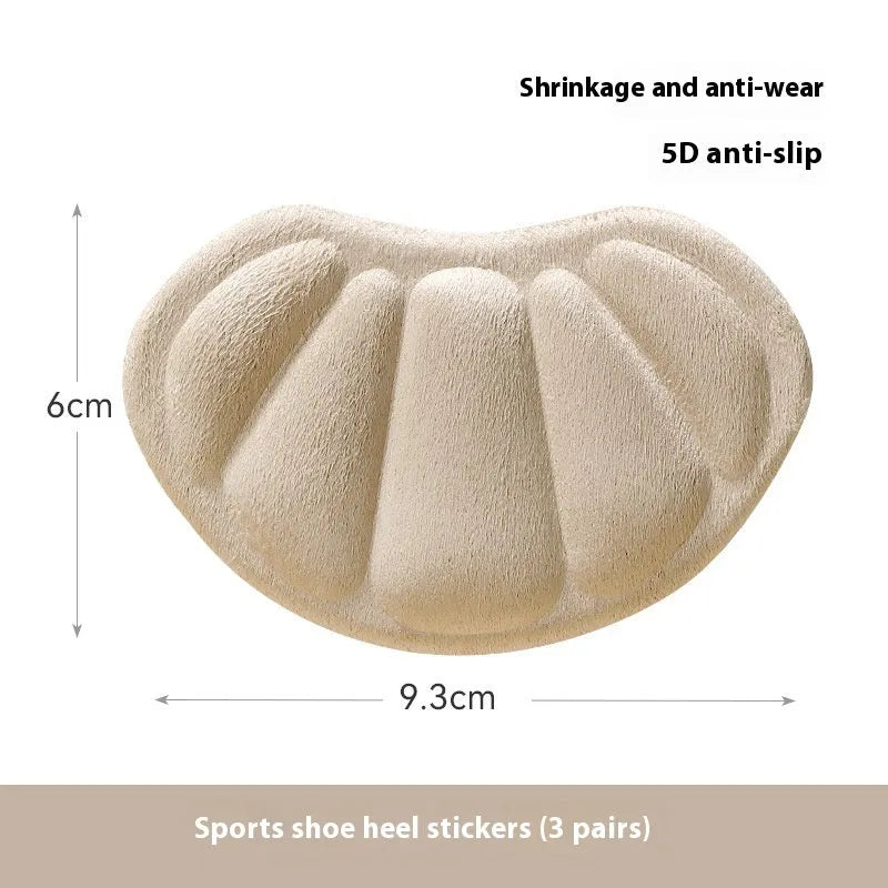 Camel colour anti-blister sneaker heel stickers with suede cushioning measuring 9.3x6cm