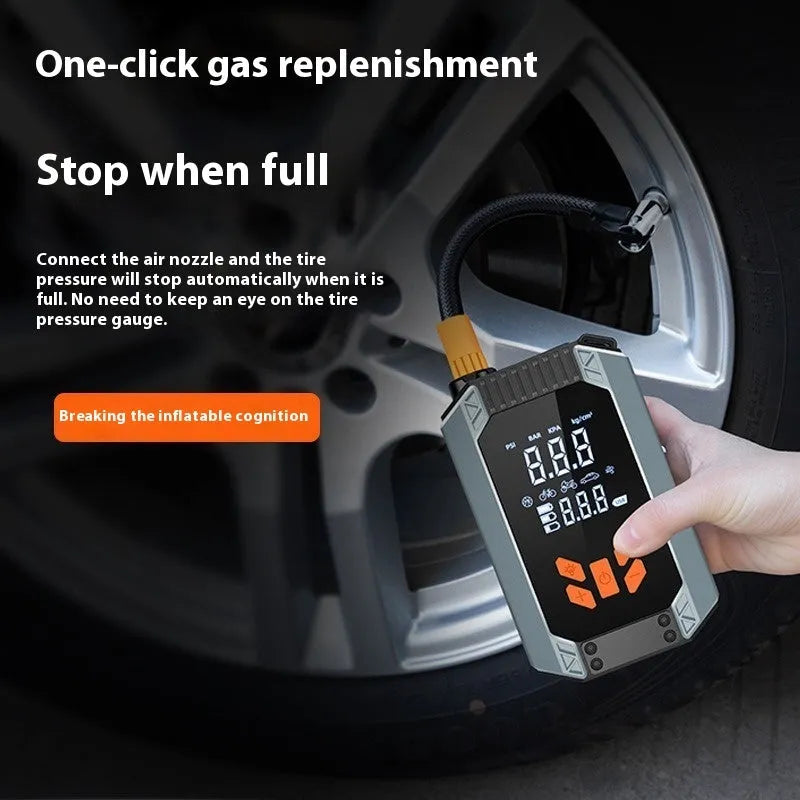 Car wireless inflatable start power all-in-one machine ABS 14.8V with hose, adapters, and digital display