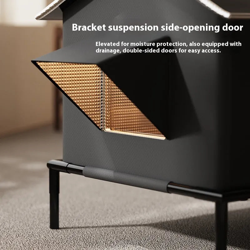 Black Oxford cloth outdoor cat kennel bed with lock temperature warmth for cages and kennels