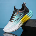 Men's lightweight sports shoes synthetic leather flat heel solid colour blue side view