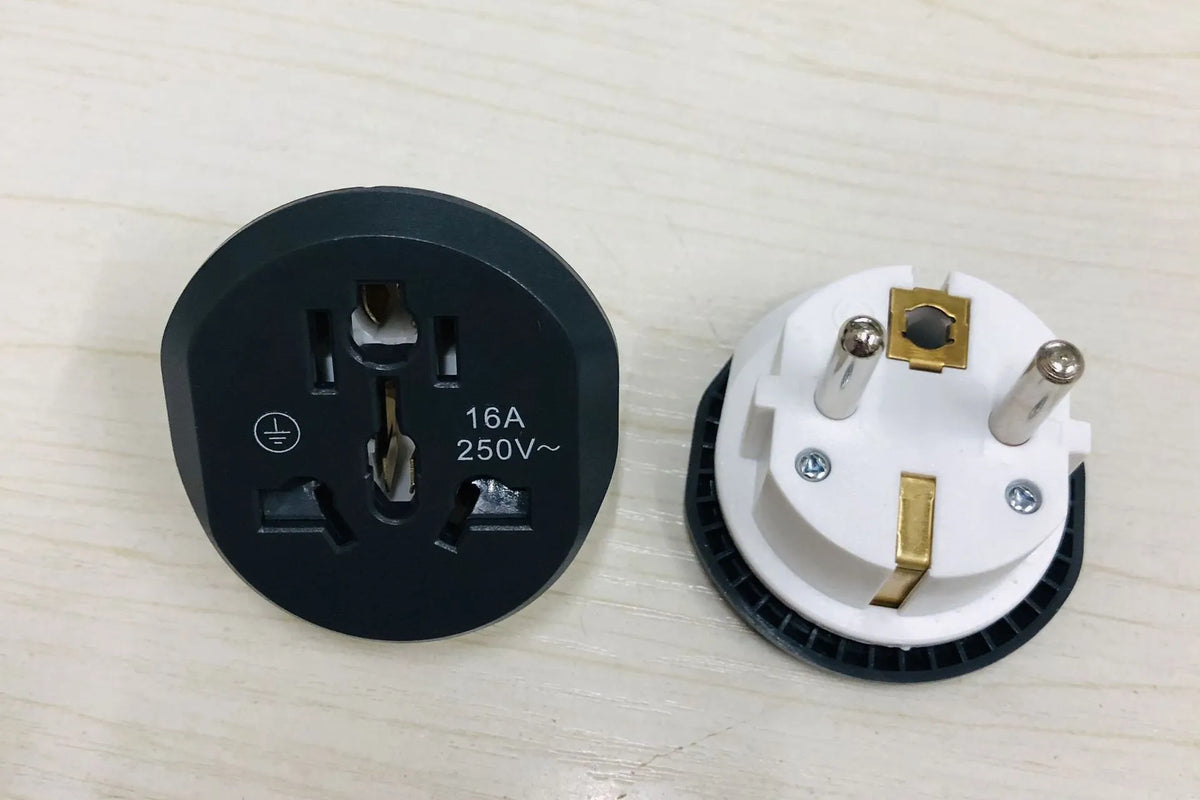 Gray white European standard conversion plug, double round angle 4.8mm, 45X49X53MM size