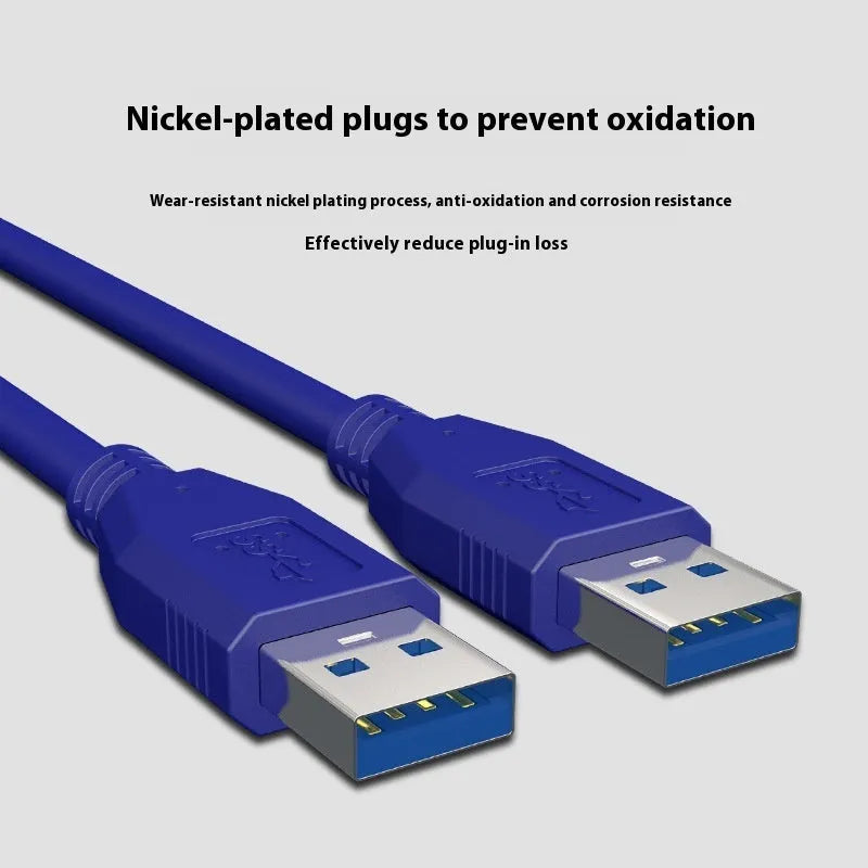 USB 3.0 A Male to A Male data cable for external hard drive enclosures with nickel-plated connectors.