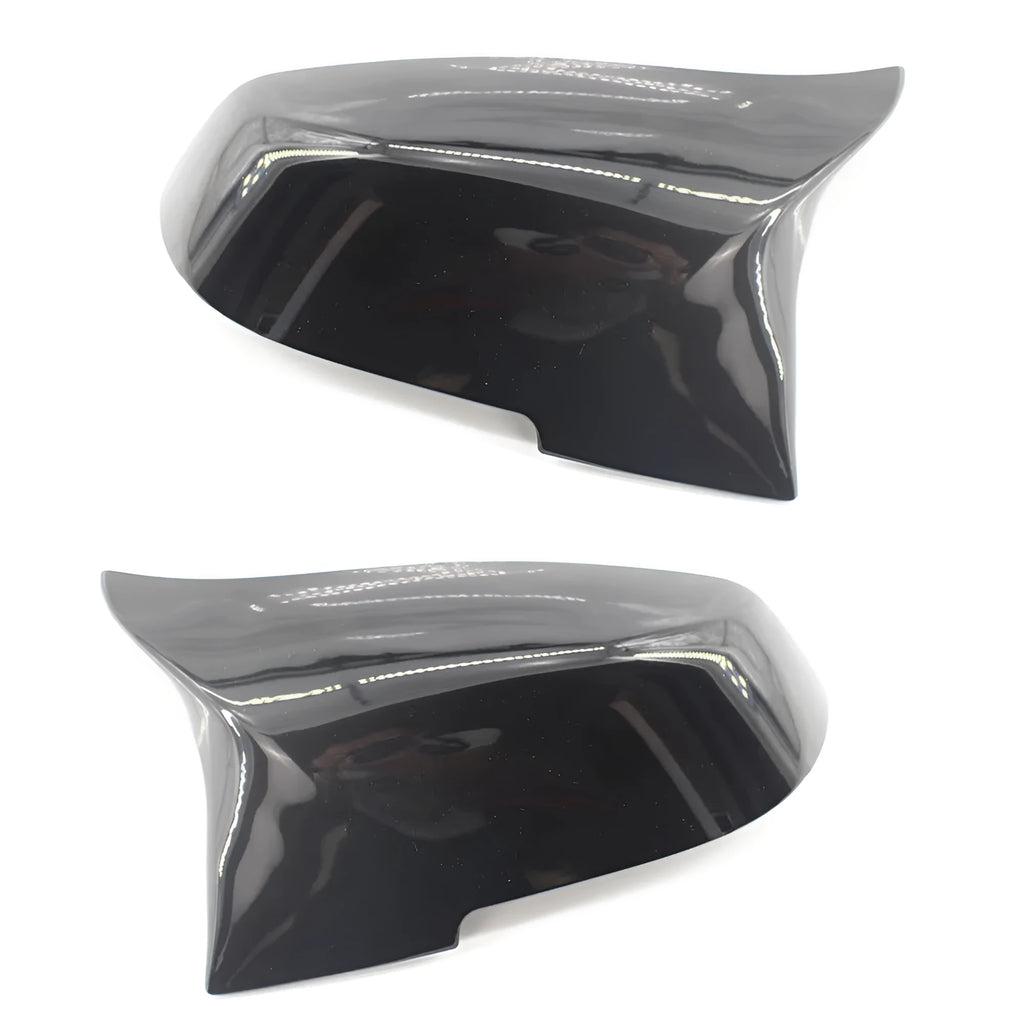 Pair of paint bright black modified horn-shaped rear-view mirror shells for BMW 3 Series and 4 Series F20 F30 models