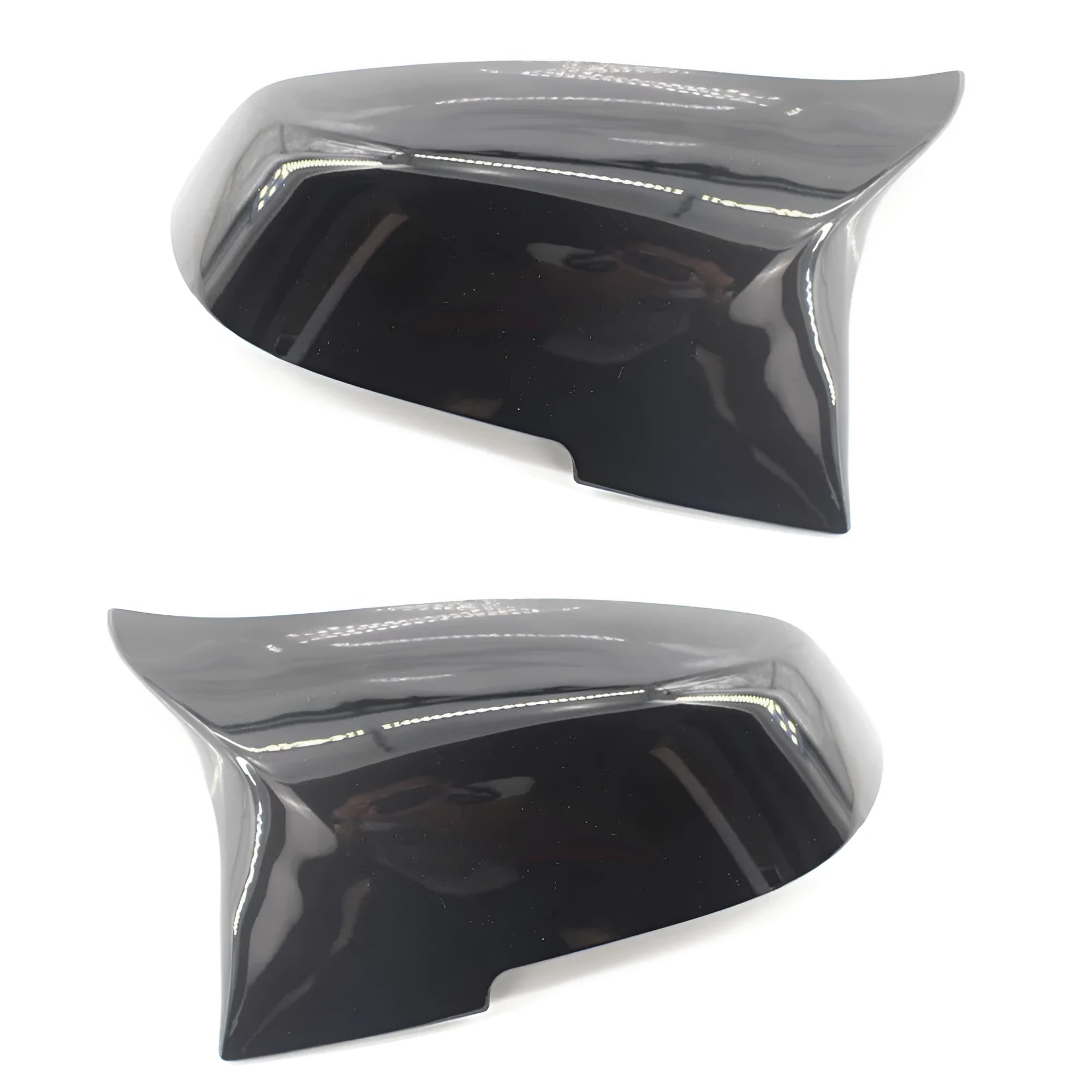 Pair of paint bright black modified horn-shaped rear-view mirror shells for BMW 3 Series and 4 Series F20 F30 models