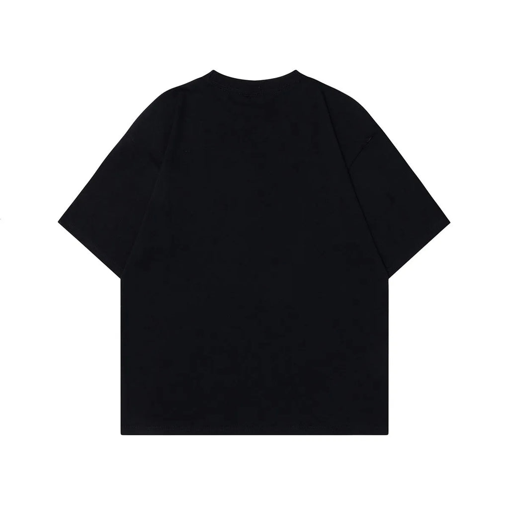 Men's loose-fit grey cotton short-sleeve t-shirt laid flat