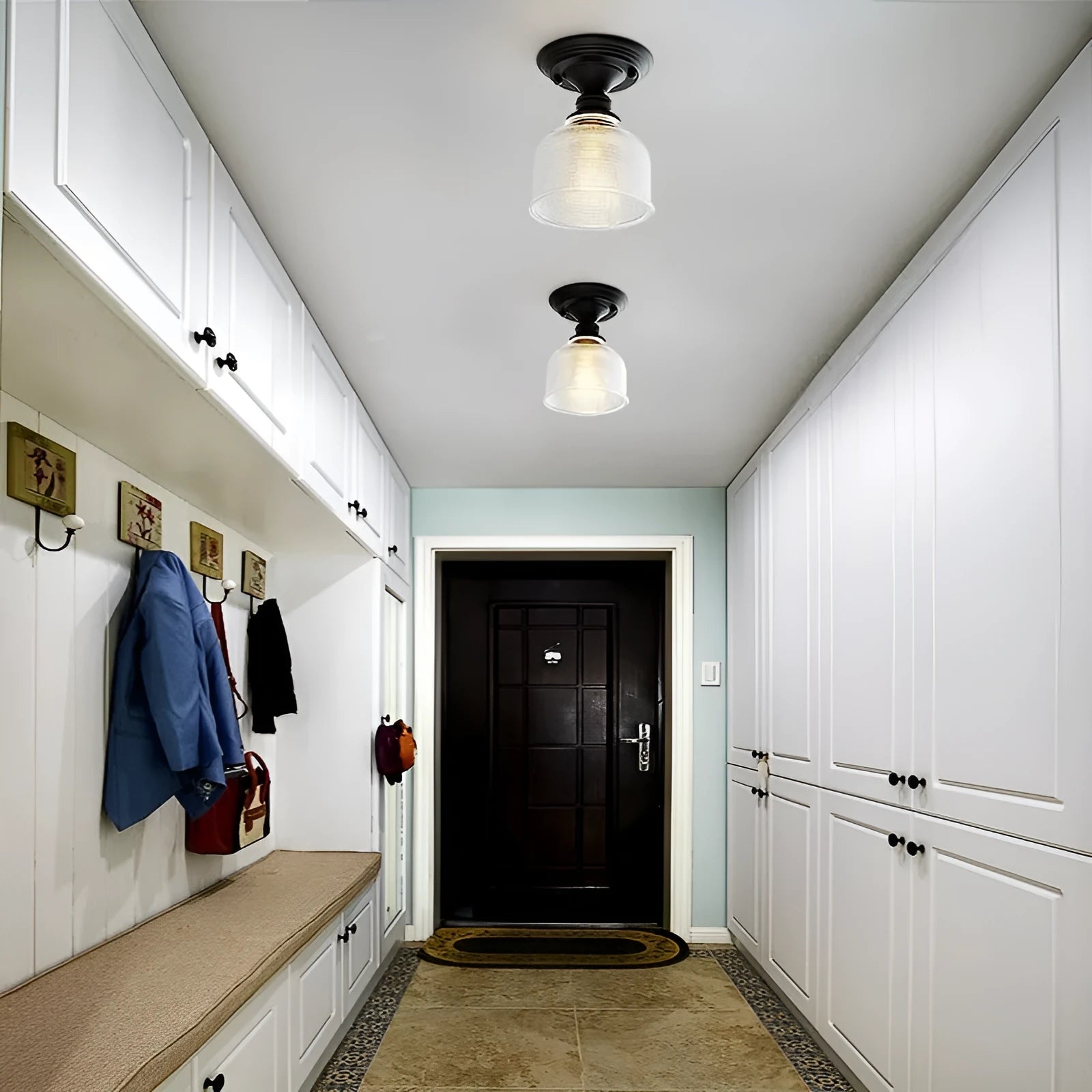 American retro single-head ceiling lamp with a glass cover shade