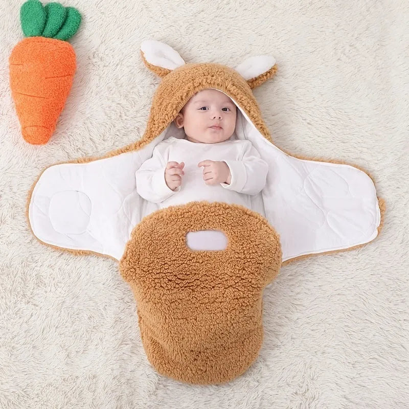Adjustable baby sleeping bag with fleece swaddle design in unisex colours