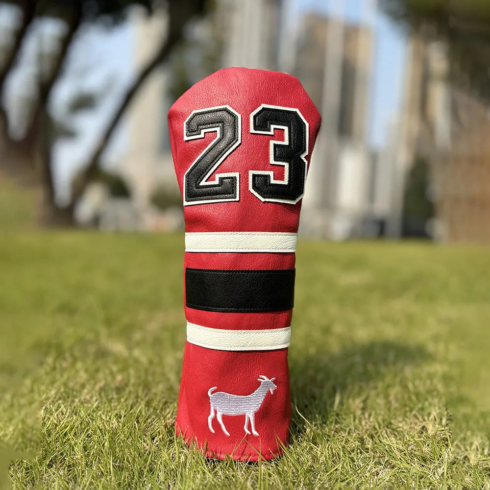 Set of four PU golf club head sleeves in a chosen colour for UT, No 1, 3/5, and Square putter woods.