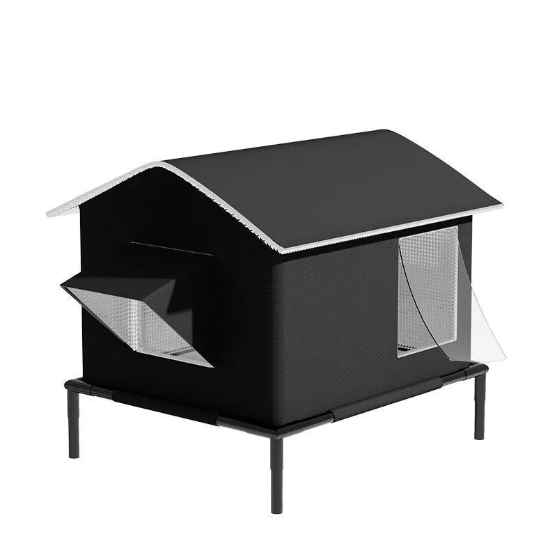 Black Oxford cloth outdoor cat kennel bed with lock temperature warmth for cages and kennels