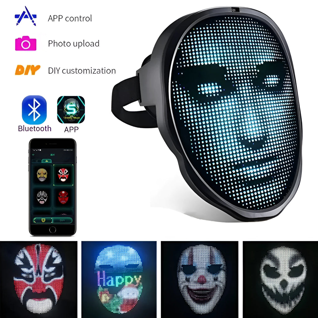 Avengers character LED face mask with luminous display and gesture control features