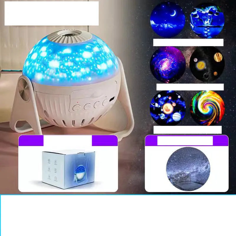 Galaxy projector starry sky night light with focus adjustment, PVC shade, and colour discs