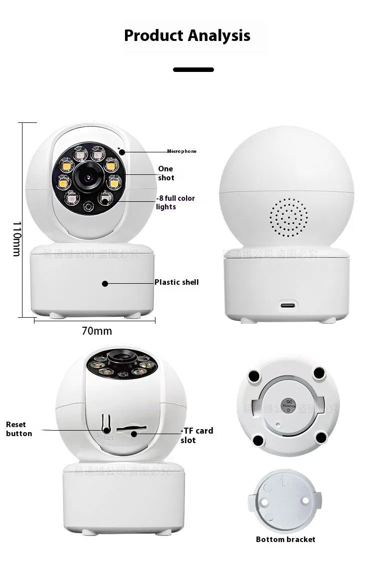 1080p HD panoramic home security camera with ceiling mount and dual-light night vision