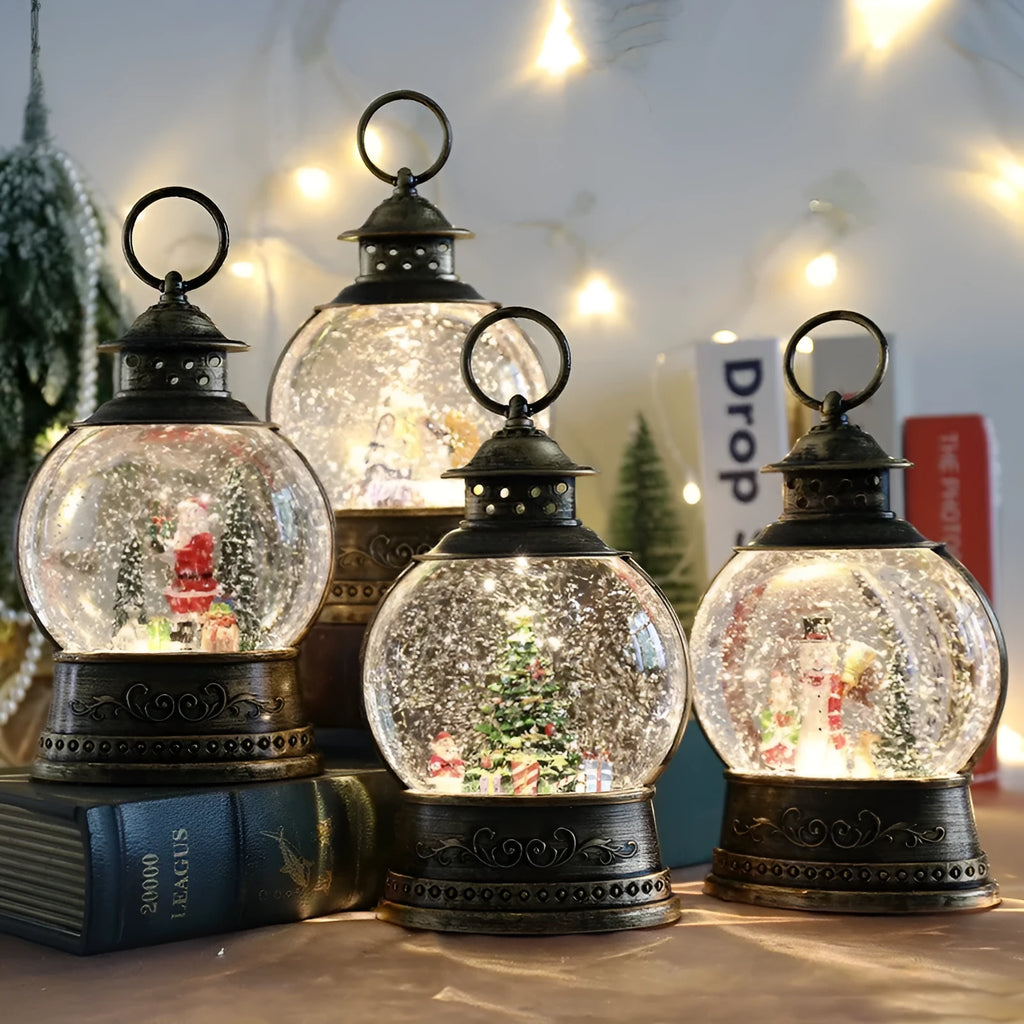 Christmas wind lamp music box with rotating crystal ball and night light, plastic, American style