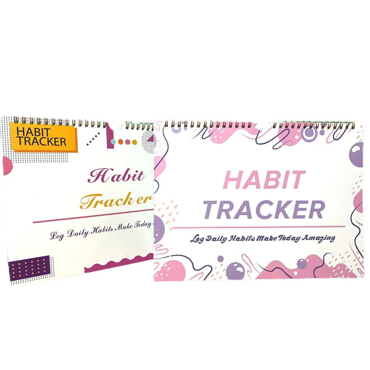 English habit tracking book with 12 pages in A5 size, available in four two-tone colours
