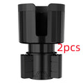 Matte black adjustable car cup holder expander for large bottles and cups on a car console.