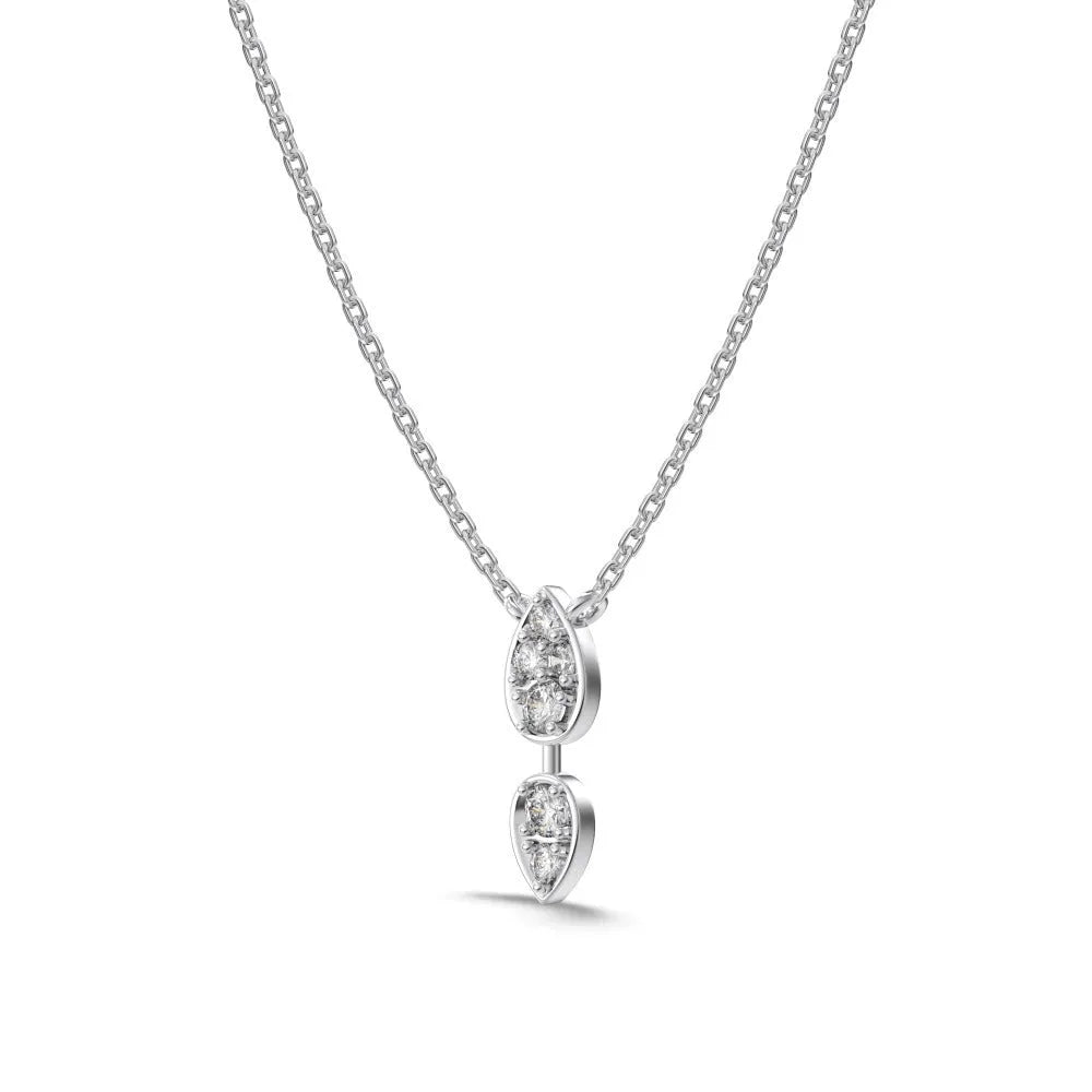 925 silver water drop necklace with round zircon and O-ring chain on display