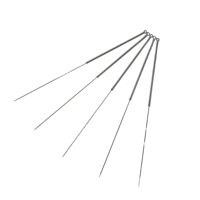Ten steel cleaning needles for 3D printer nozzles with MK8 and E3D compatibility in five diameter sizes