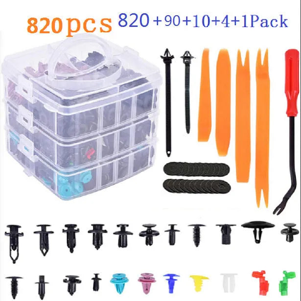 925PCs boxed buckle set with 26 kinds of universal car fasteners and tools