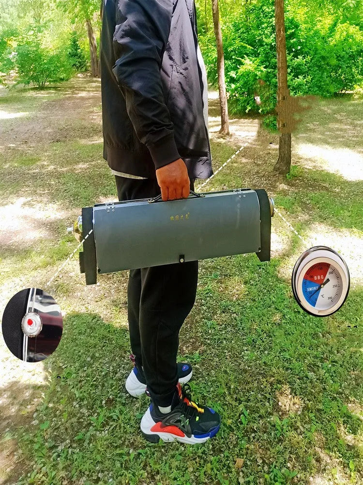 Outdoor portable smokeless vacuum oven grill silver with 1.5L tube and 50cm food tank on tripod