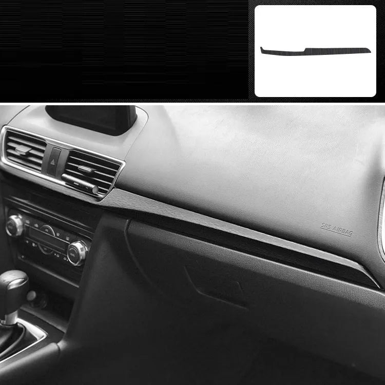 Decorative film sticker kit for car interior dashboard, centre console, and door handle customisation in carbon fibre or woodgrain patterns