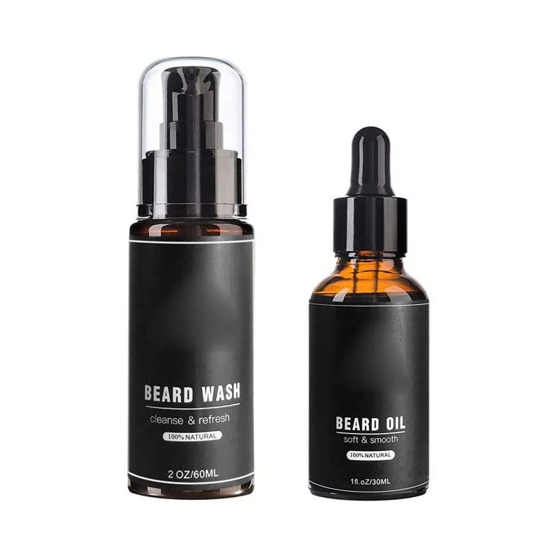 Men's beard grooming kit with beard roller, cleaning disinfectant, and 30ml moisturising nursing set, SPF50