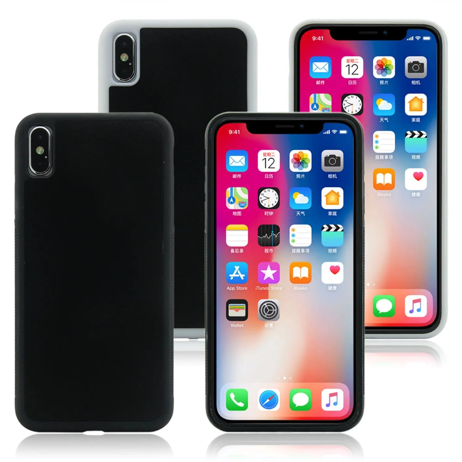 Anti-gravity nano material phone case for iPhone, black and white colours, shockproof and shatterproof protection