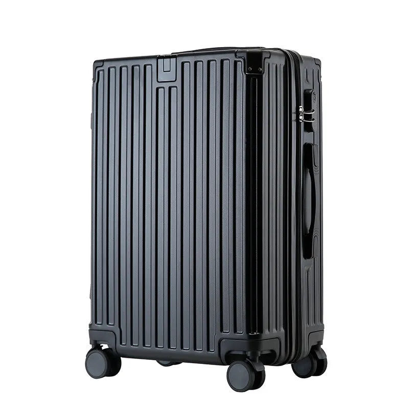 Aluminium frame trolley suitcase in avocado green with multi-functional pockets and USB port.