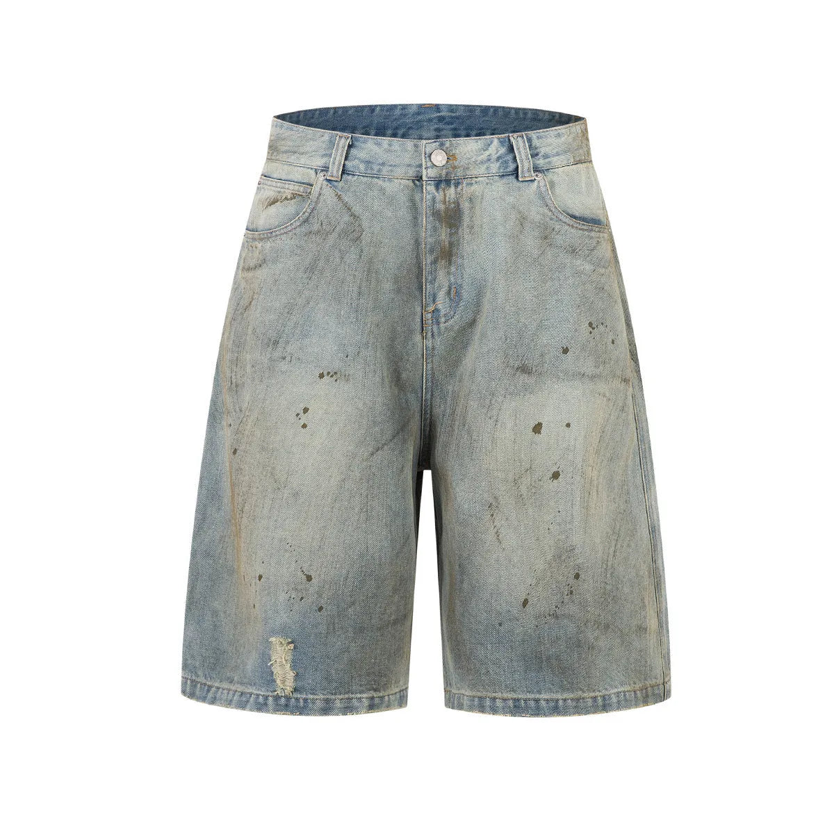 Pu Shuai blue cropped denim jeans with straight leg and fifth pants length, street fashion style