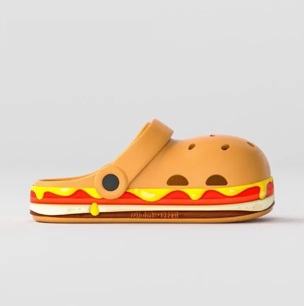 Women's thick-soled EVA sandals in a light colour with hollow-out design and covered toes.