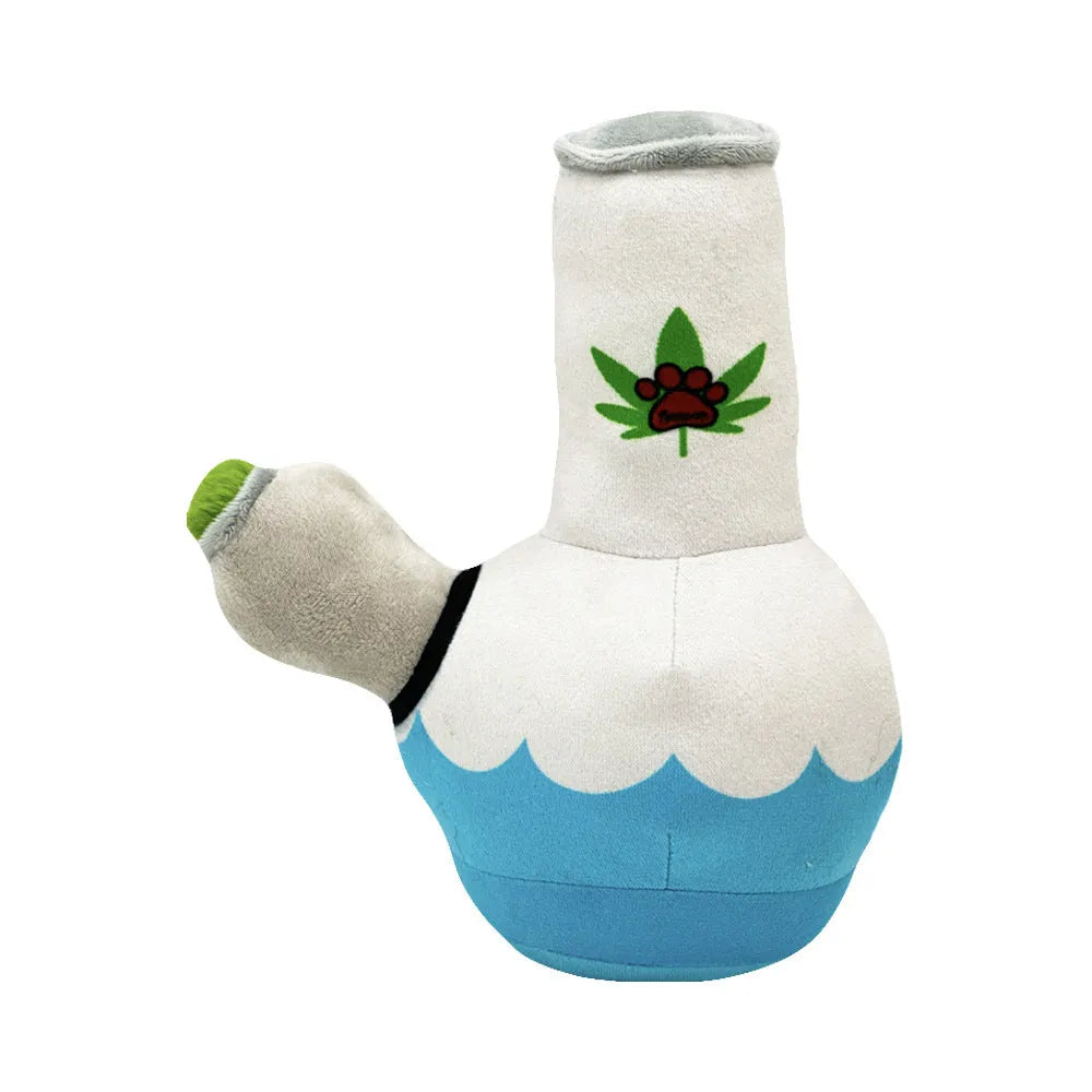 24cm plush kettle dog toy with colourful picture patterns and squeaky sound mechanism