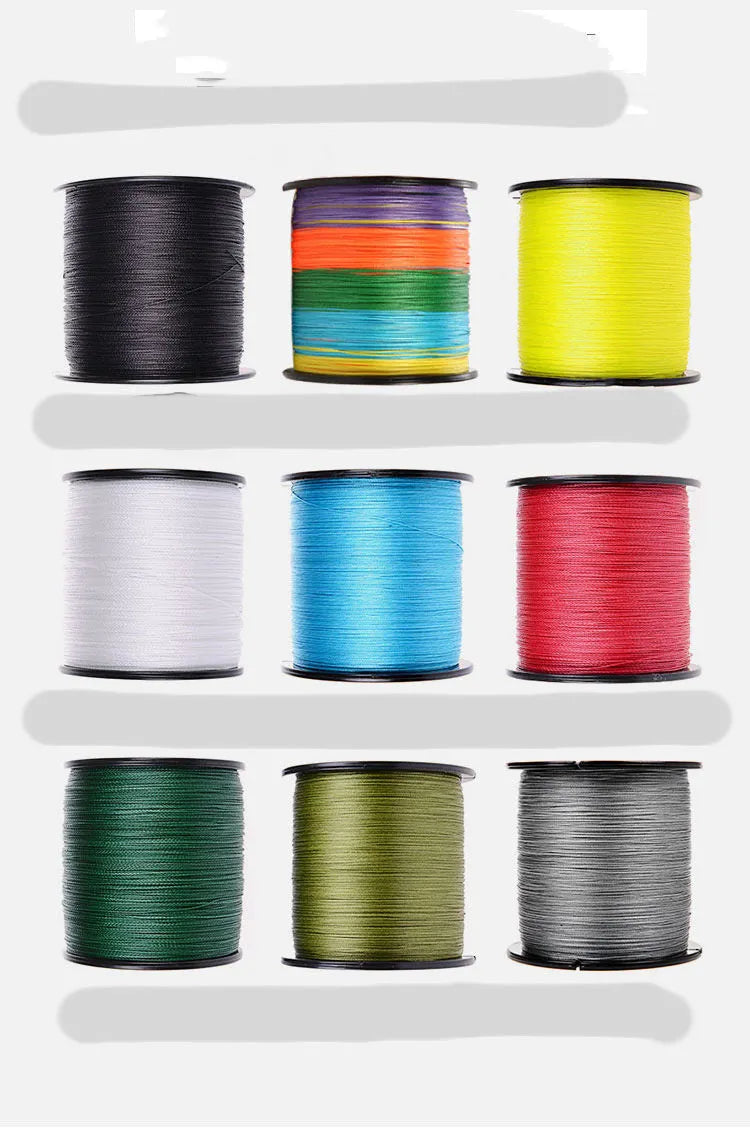 PE braided fishing line spool 500 metres, 6LB-300LB strength, nine colour options for hook drop spinning wheel