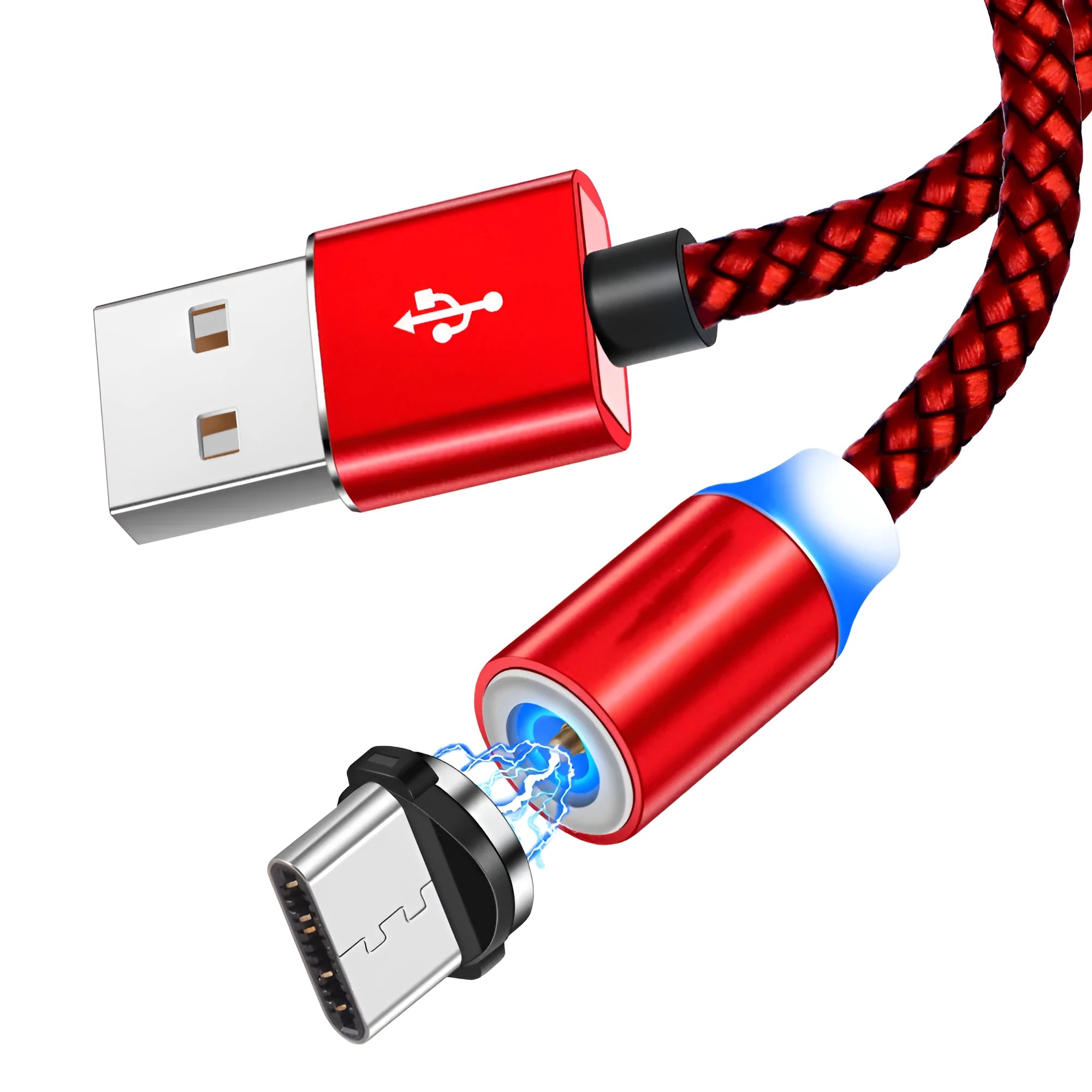 Three-in-one magnetic charging cable in black with Android, Type C and Apple connectors