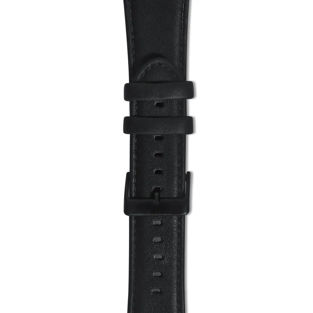 Top layer cowhide leather strap with oil wax finish for Apple Watch in black, 38-40mm width