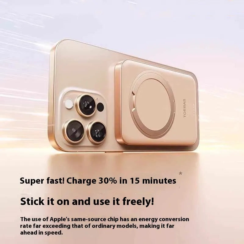 MagSafe magnetic wireless charger power bank 10000mAh 15W aluminium alloy with O-type bracket