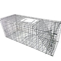 Fully automatic foldable steel cat trap cage in galvanised or black finish, sizes 60x20x18cm, 65x26x23cm, 80x32x28cm