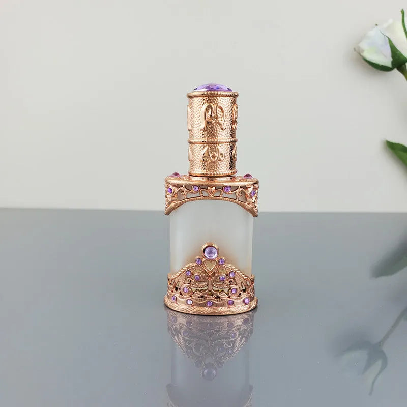 12ml vintage glass bottle with electroplated metal straw for pigment or essential oil
