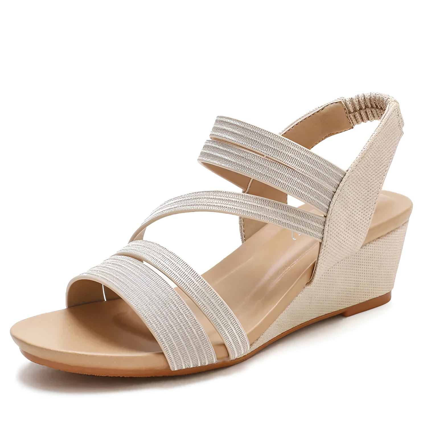 Women's grey platform sandals with 3-5cm heel and artificial PU upper