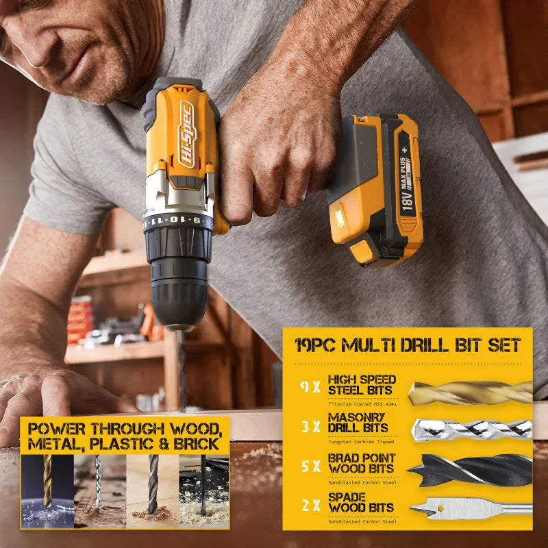 Grey yellow coloured hardware tool kit with 82 chrome vanadium steel pieces for furniture installation
