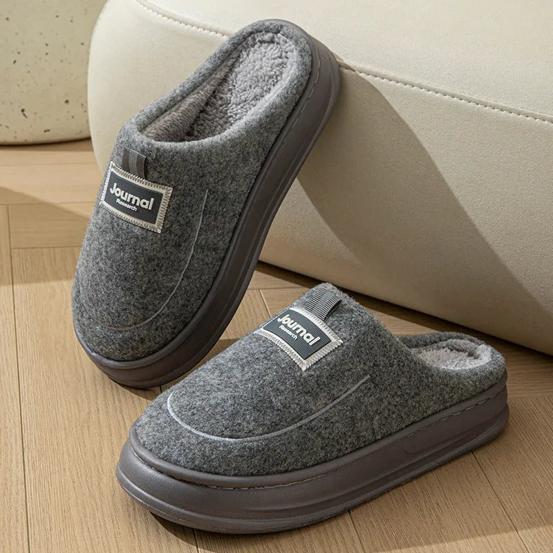 Men's brown thickened suede slipper with EVA sole and rubber midsole for large sizes
