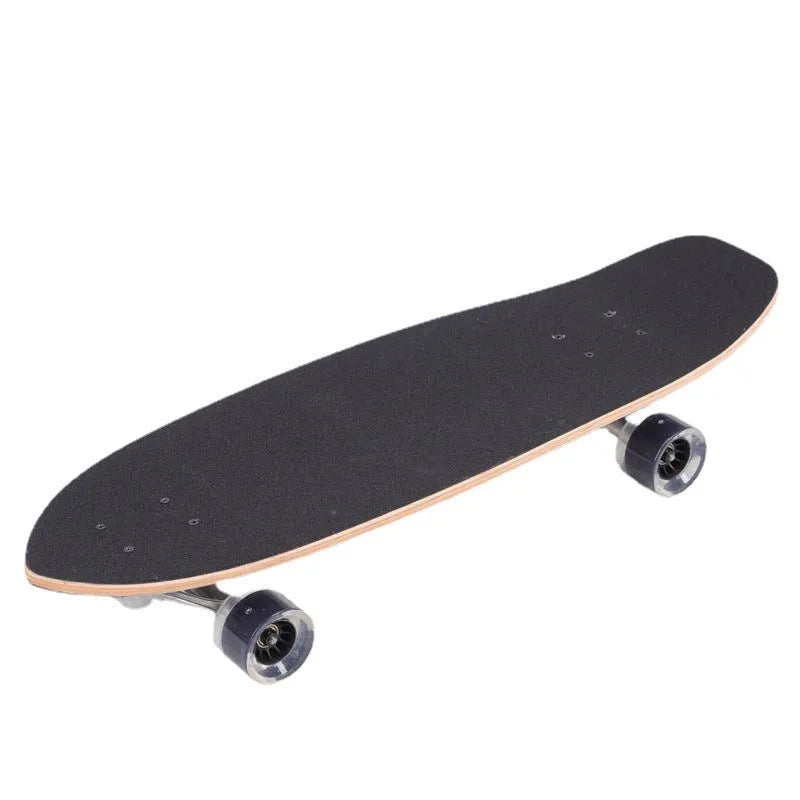 White 31-inch maple skateboard deck with traditional cruiser shape