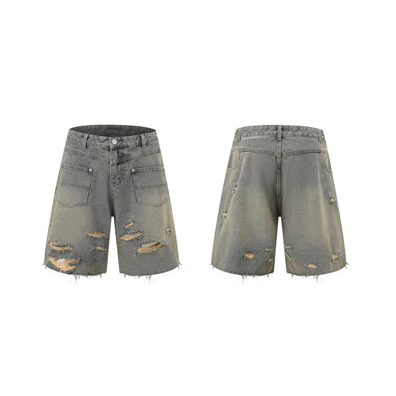 Denim street style overalls set with short sleeve top and matching trousers in loose fit design