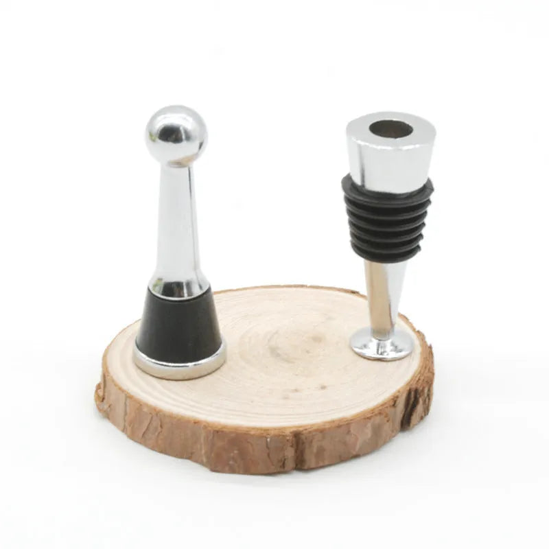 Silver zinc alloy threaded wine stopper with silicone seal for M8 or M10 bottle necks