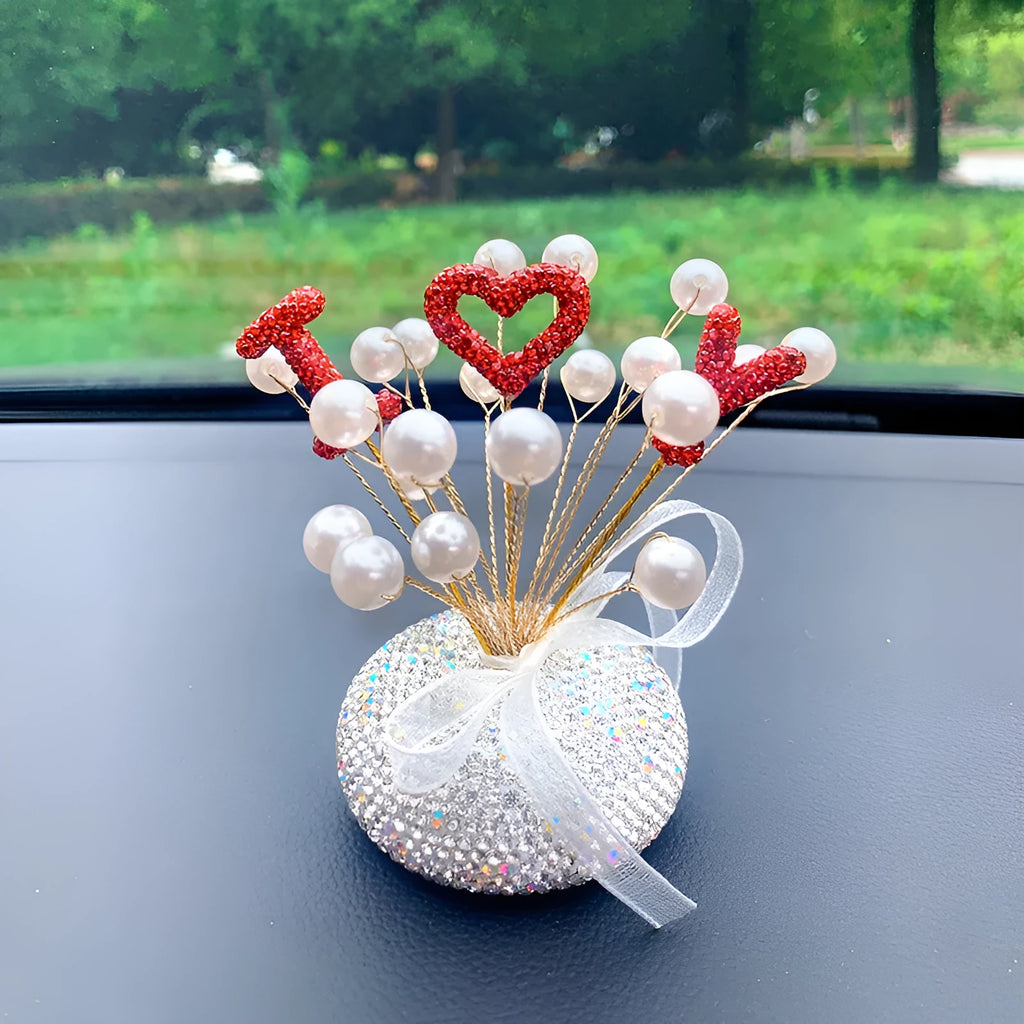 Clay diamond star decoration ornament for a car centre console in a modern colour design.