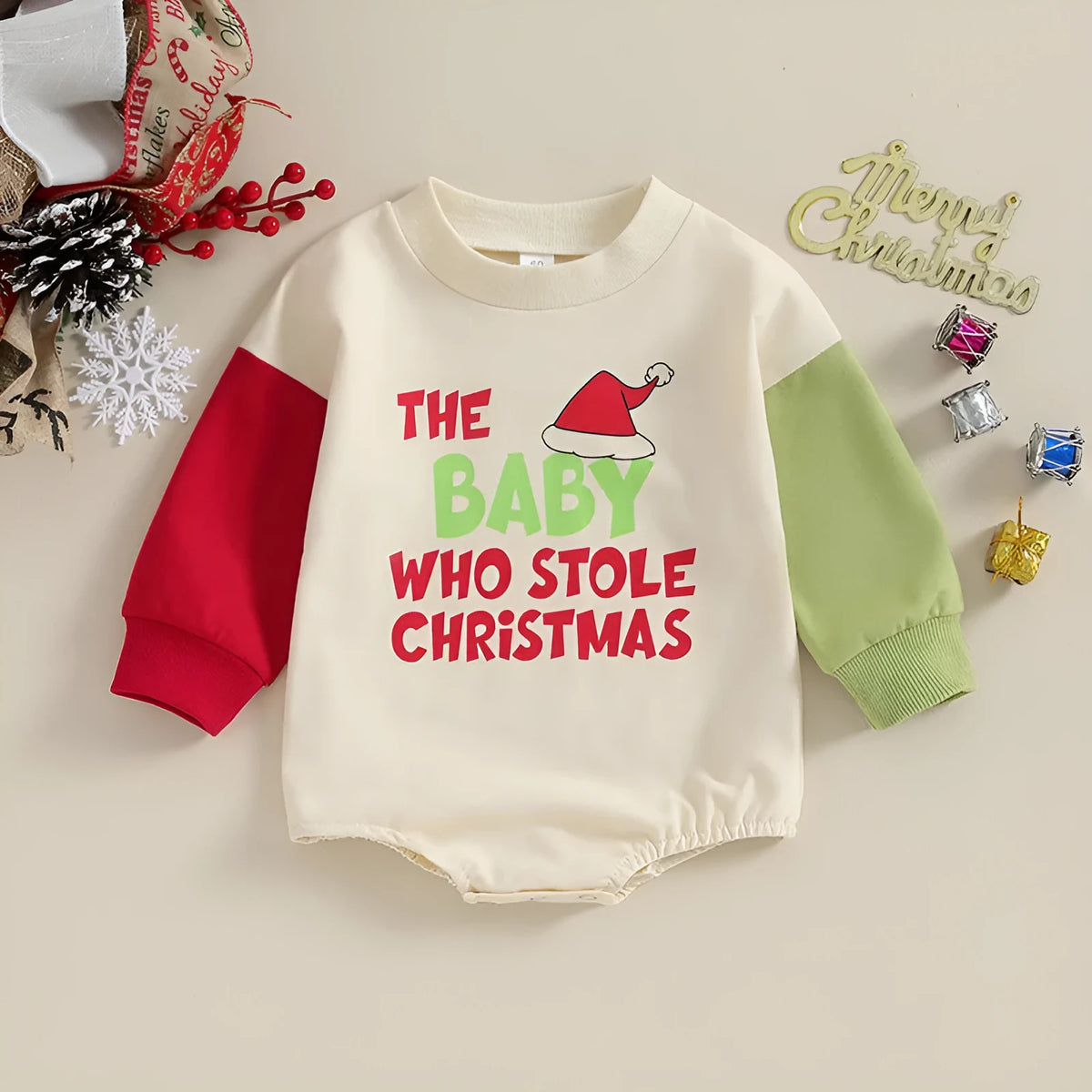 Apricot cotton loose crawling baby romper with butt wrap, long sleeves and hidden hook, 60-90cm