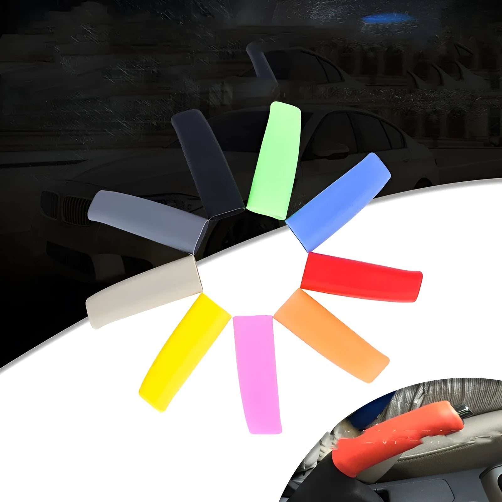 Silicone handbrake sleeve for cars in black, grey, beige, red and blue colours