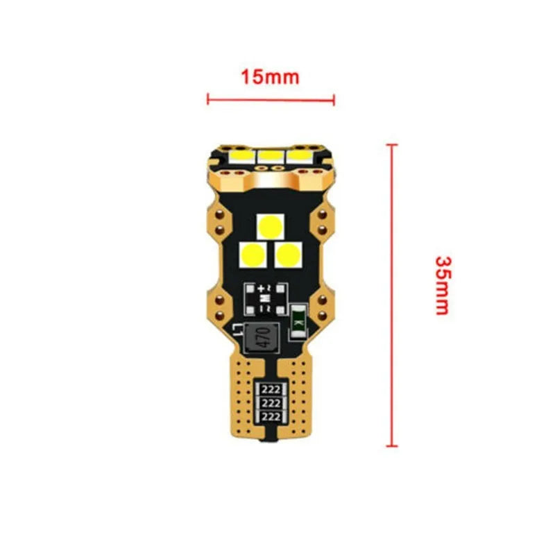 T15 automotive reverse light bulb with white housing and 6000K colour temperature specification